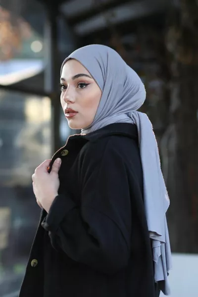 Scialle pettinato hijab modello hijap - grigio
