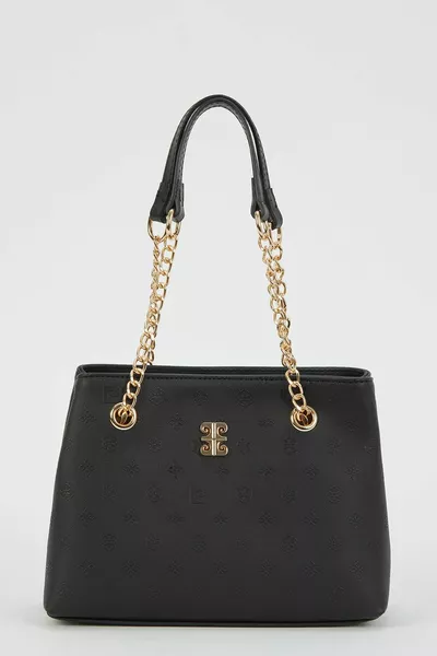 Borsa a tracolla da donna nera con stampa 