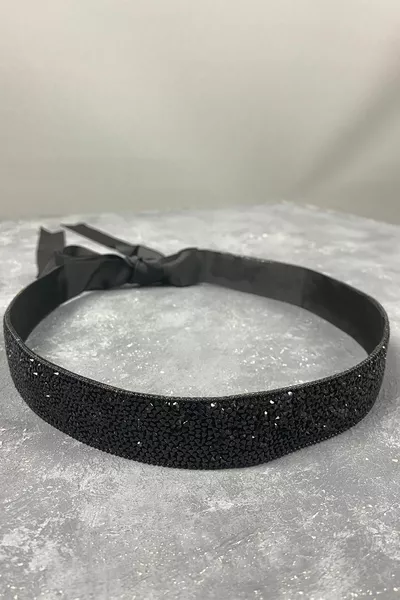 Черни мъниста бродирана верижка камък вечерна рокля колан за талия