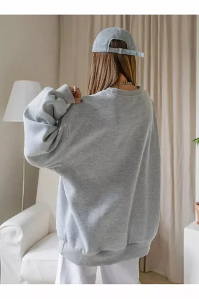 Grijs dik sweatshirt - oversized ronde hals