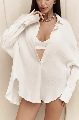 Durres Женская белая рубашка оверсайз