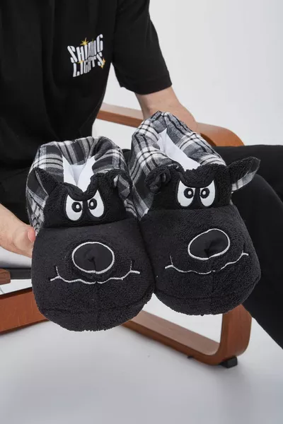 أسود رمادي منقوشة صامت وحيد باندوف لطيف الرقم أفخم أحذية البيت