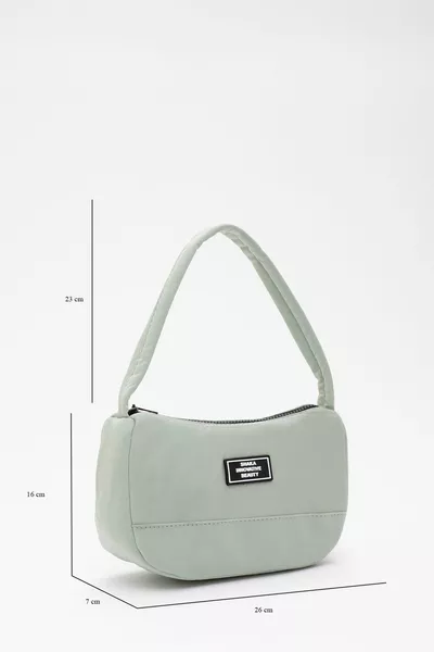 Grün  Einzelnes Reißverschlussfach Casual Sport Baguette Canvas Stoff Frauen Hand- und Umhängetasche B: E: 