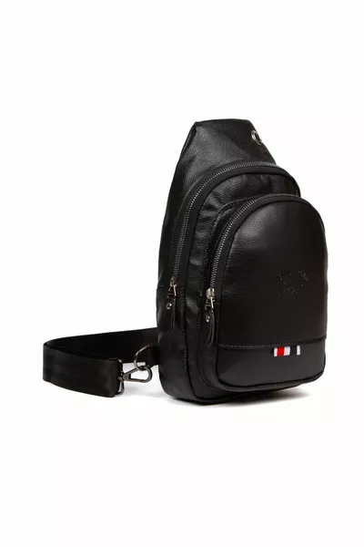 للجنسين أسود نباتي الجلود الصليب الكتف والخصر حقيبة