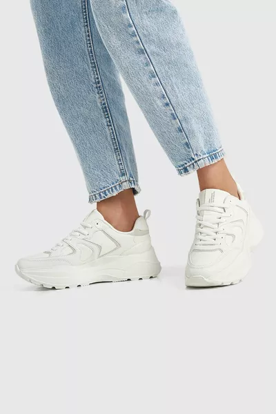 Blanc - Baskets à semelles épaisses