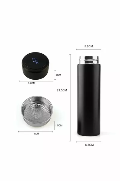 Schwarze Touchscreen-LED-Temperaturanzeige Brüheinheit Vakuumkissen Intelligente Thermoskanne