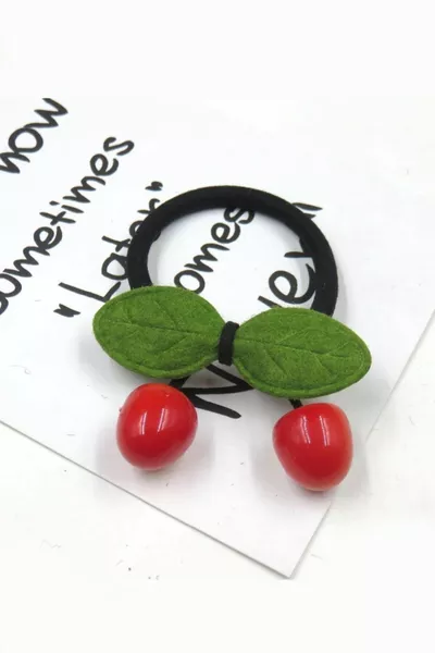 Ensemble de 2 boucles en caoutchouc cerise pour filles