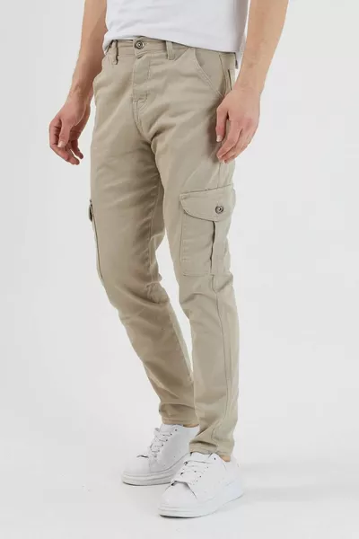 Pantaloni da uomo con tasca cargo in pietra flessibile confortevole a gamba larga