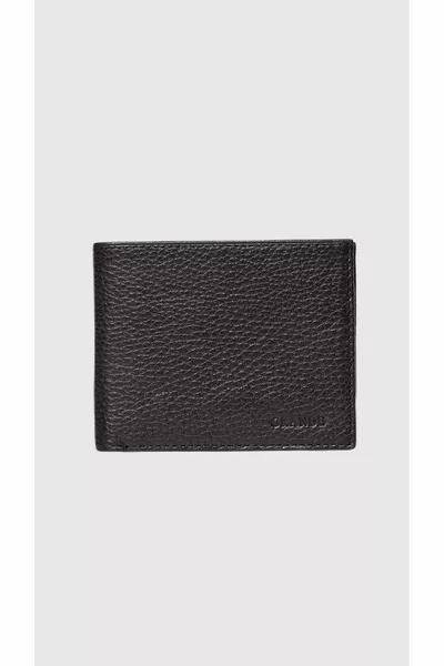  Хоризонтален мъжки портфейл от естествена кожа Flother Black