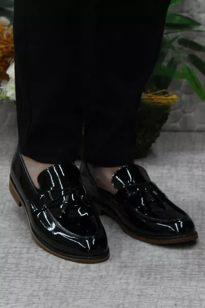 Rasgo  أسود براءات الاختراع الجلود المتسكع الرجال الباليه الشقق