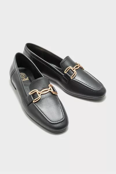 Mocassins femme en cuir noir