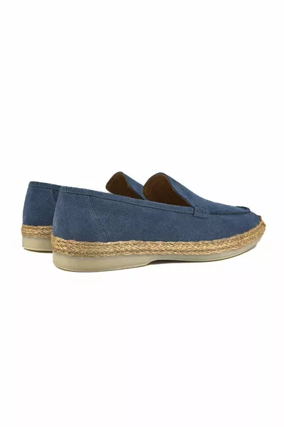 Tugerdi Bleu Cuir Véritable Velours Semelle Caoutchouc Mocassins Chaussures Homme 