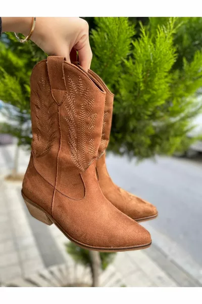 Stivali da cowboy da donna marrone chiaro