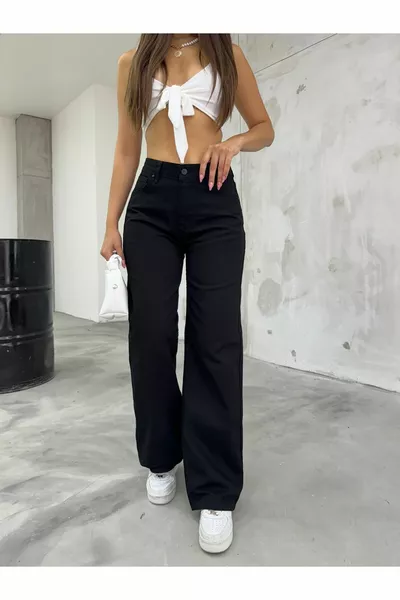 Jeans Palazzo Neri Donna Vita Alta