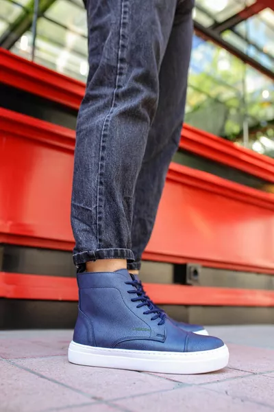  CBT Vulcanized Lace Up Bottes Homme Bleu Marine