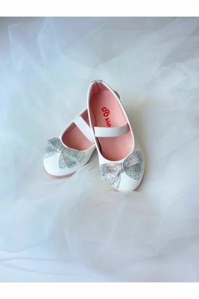 Ballerine bambina con nastro ricamato con pietra