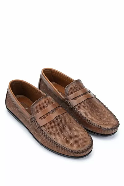 الرجال جلد طبيعي تان أحذية المتسكع