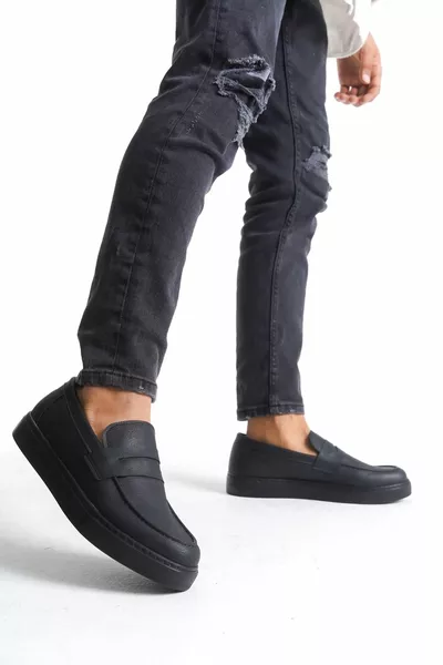  Estilo X Laceless Skin Chaussures Casual Sport Classique Homme ST Noir