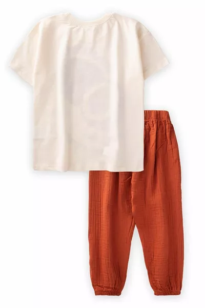 Pantalon bio Imprimé Coco T-Shirt Ensemble  ans Écru