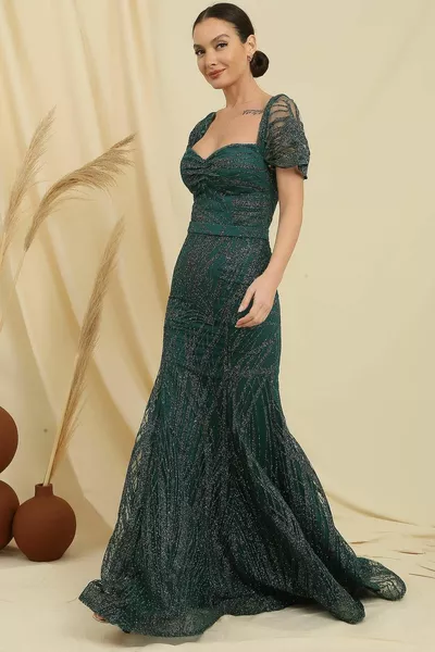 حمالة منخفضة الأكمام اصطف بريق قطيع المطبوعة طويلة الأسماك اللباس