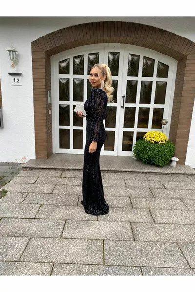 Design Vis met pailletten avondjurk