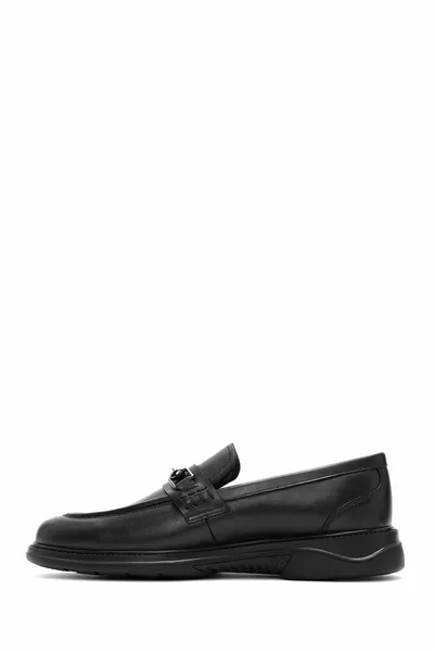 Men's Black Leather Casual Loafer 