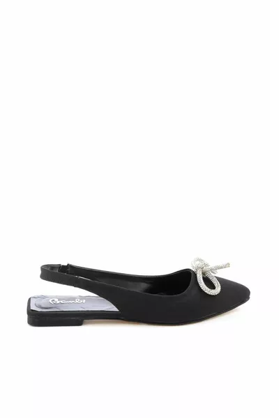 حذاء باليه نسائي من الساتان الأسود غير اللامع 