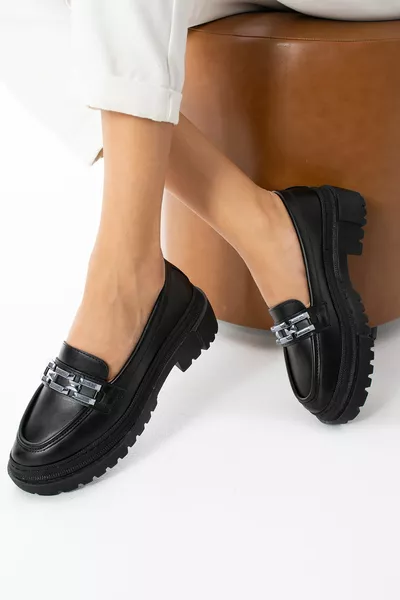 Boucle Détail Coupe décontractée Mocassin Femme