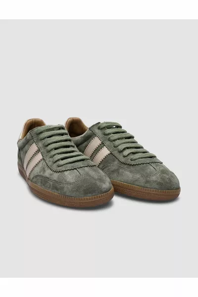 ٪ جلد طبيعي أخضر من جلد الغزال أحذية رياضية نسائية