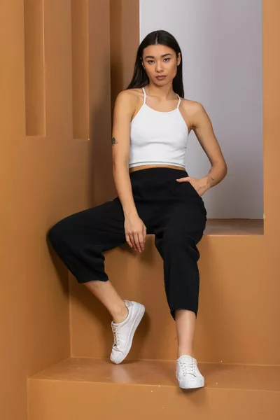 Dames % Katoen Gabardine Broek met Zak