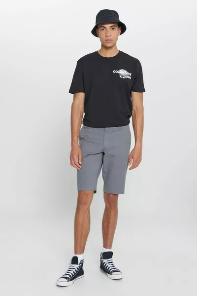 Short chino casual pour homme gris slim fit à coupe étroite en coton  % armuré
