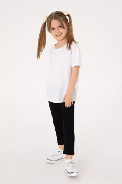 Girl's Black 3/4 Length Interlock Leggings 