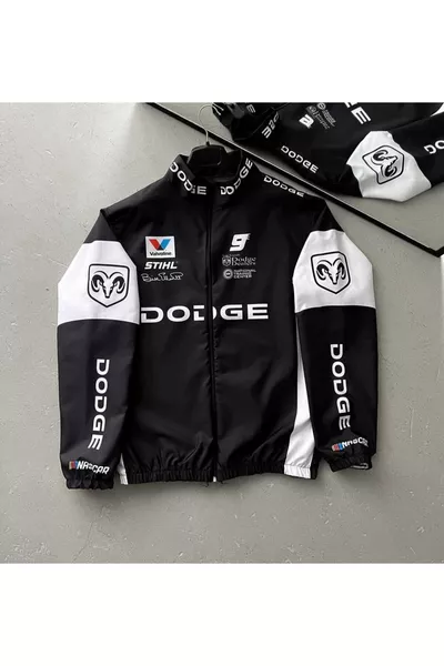 K-Way Nero Oversize Stampato in Tessuto Paracadute Unisex