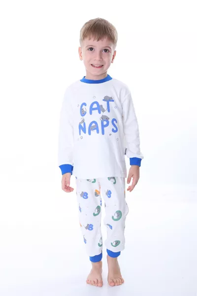 0-4 Years Special Cartoon Print Baby and Kids Pajama Set - Wide Collar & Special Size Options