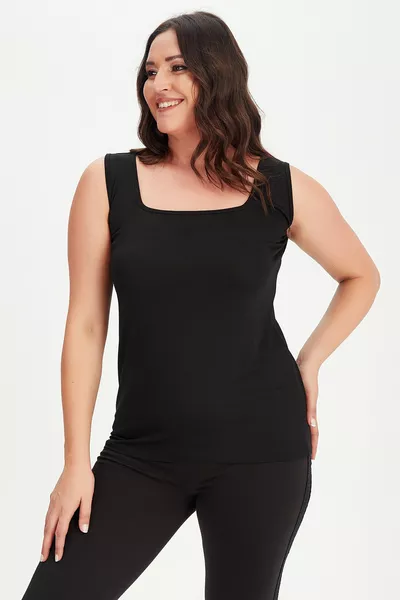 Women's Plus Size Square Neck Thick Strap Tank Top Blouse