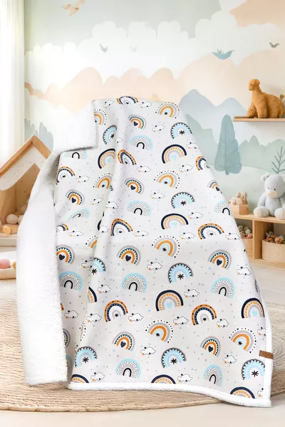 Fluffy Baby Blanket  cm Sky Blue Swaddle Stroller Double-Sided Sheep Wool Blanket 