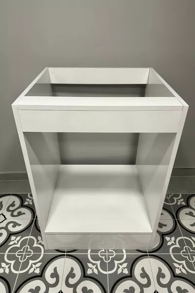 Вграден кухненски шкаф с основа без чекмеджета, модулен шкаф за вграждане, шкаф за фурна и котлон, бял