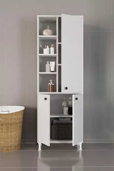Selen Multi-Purpose Kitchen Bathroom Cabinet White