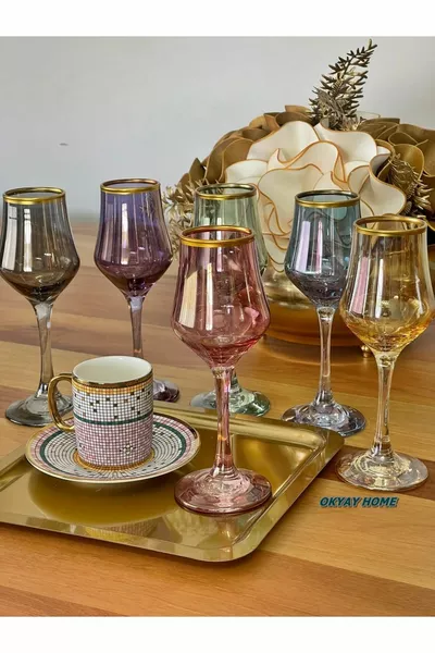 Verres à boisson d'accompagnement pour café de 6 personnes en 6 couleurs, cadeau de luxe pour mariage