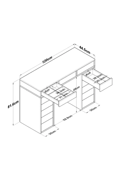 Rani Coiffeuse avec tiroirs et organiseur de bijoux, blanc