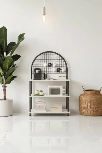 Çevir Kur White Shelf Coffee Corner Cabinet | Kitchen Organizer, Stand, **