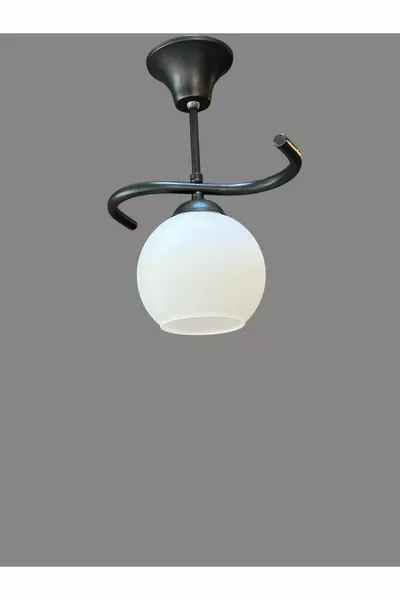 ثريا إضاءة لمداخل الممر مع قاعدة سوداء وزجاج أبيض  بويراز فردي