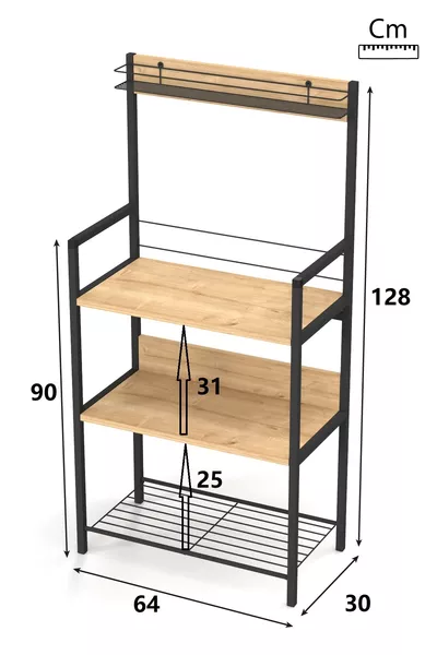 Support de cuisine avec panier en métal pour coin café, stand de cuisine pour airfryer, micro-ondes et machine à café