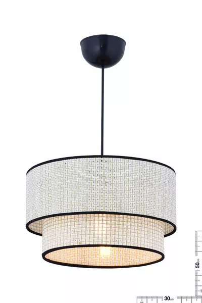 Suspension moderne blanche à 2 niveaux en rotin multicolore pour salon, chambre à coucher, avec abat-jour simple en Hazeran naturel de  cm