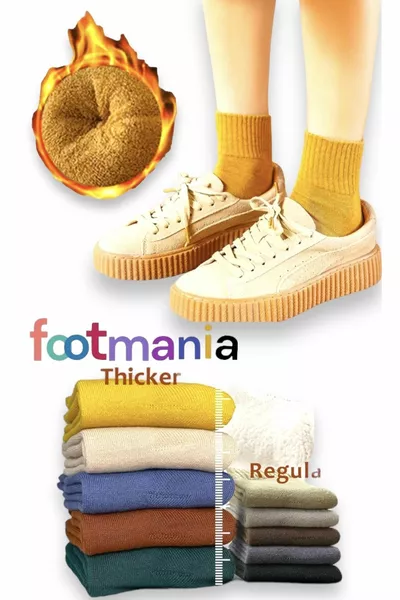 Chaussettes d’hiver en serviette double thermique pour femmes de 5 po (absorbeur de chaleur)