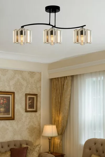 Ahu 3-Light Ceiling Chandelier (With Crystal Stones) for Living Room, Dining Table, Kitchen, Youth Room