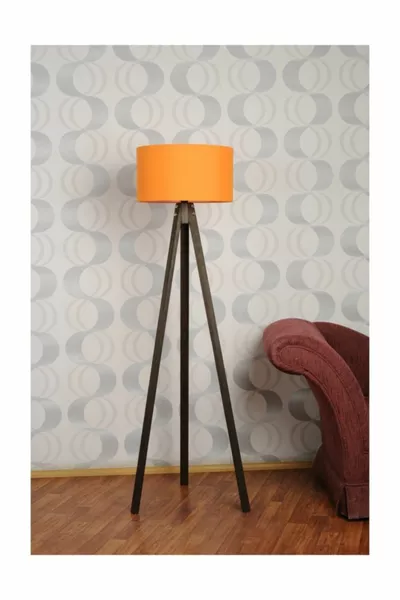3-Poots Tripod Vloerlamp Lampenkap Stoffen Hoofd---oranje-c