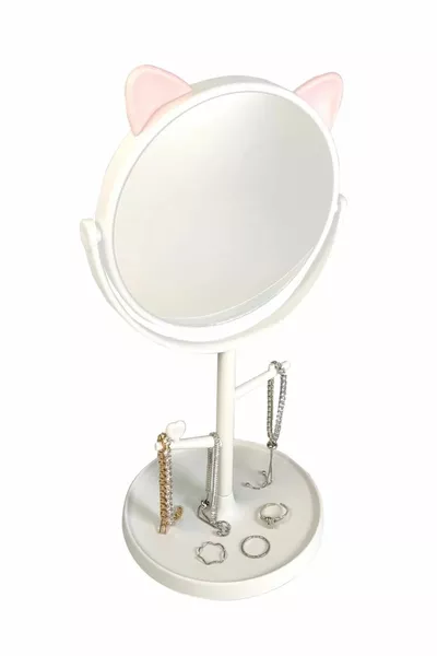 Makeup Mirror with Cat Ears and Stand