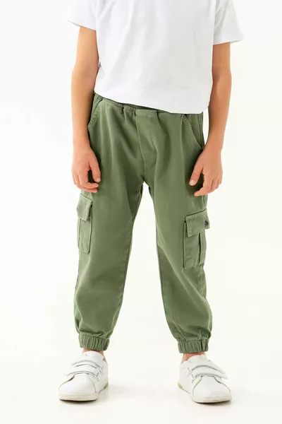 Lastikli Bel ve Paça Kargo Cepli Jogger Erkek Çocuk Pantolon