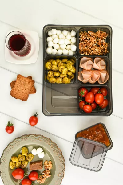 Bella Frühstücksbox mit Deckel und Fächern, Anthrazit